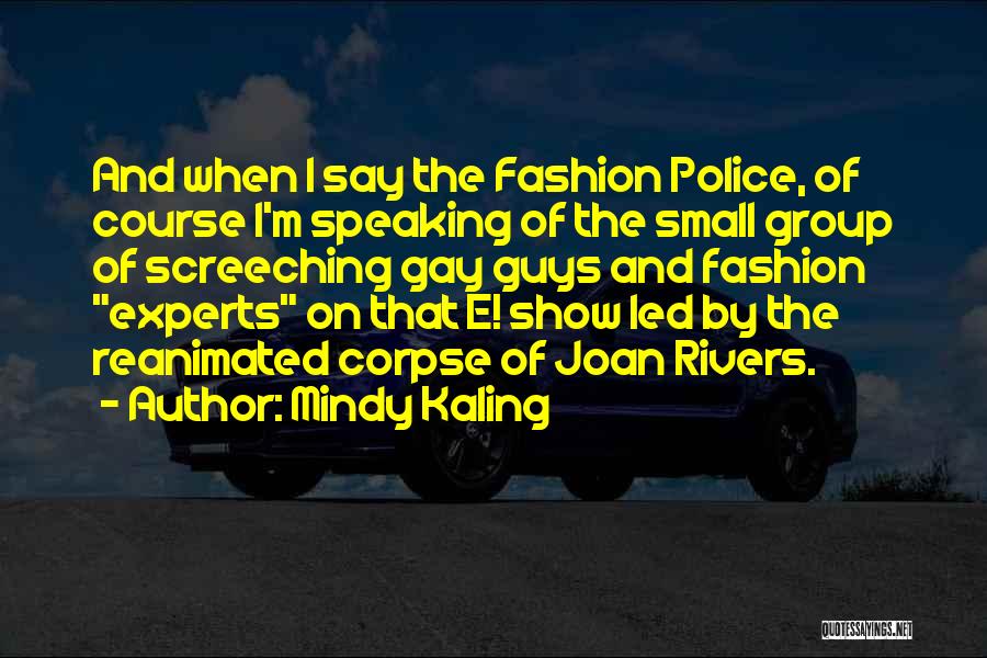 Mindy Kaling Quotes: And When I Say The Fashion Police, Of Course I'm Speaking Of The Small Group Of Screeching Gay Guys And