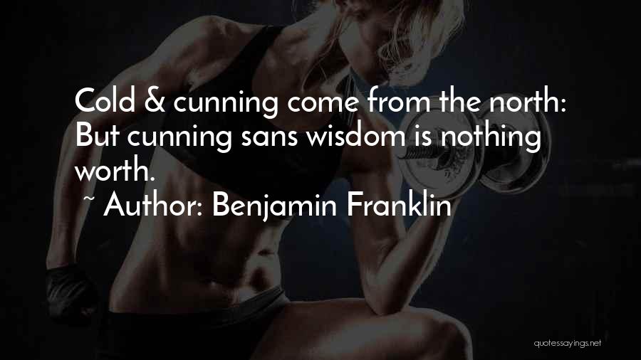Benjamin Franklin Quotes: Cold & Cunning Come From The North: But Cunning Sans Wisdom Is Nothing Worth.
