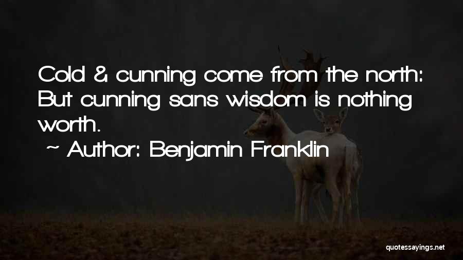 Benjamin Franklin Quotes: Cold & Cunning Come From The North: But Cunning Sans Wisdom Is Nothing Worth.