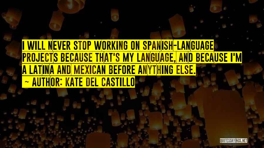 Kate Del Castillo Quotes: I Will Never Stop Working On Spanish-language Projects Because That's My Language, And Because I'm A Latina And Mexican Before