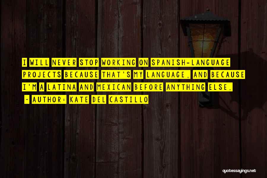 Kate Del Castillo Quotes: I Will Never Stop Working On Spanish-language Projects Because That's My Language, And Because I'm A Latina And Mexican Before