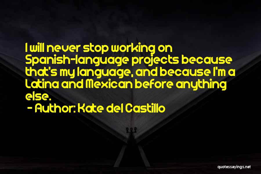 Kate Del Castillo Quotes: I Will Never Stop Working On Spanish-language Projects Because That's My Language, And Because I'm A Latina And Mexican Before