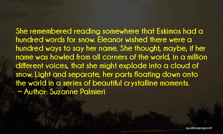 Suzanne Palmieri Quotes: She Remembered Reading Somewhere That Eskimos Had A Hundred Words For Snow. Eleanor Wished There Were A Hundred Ways To