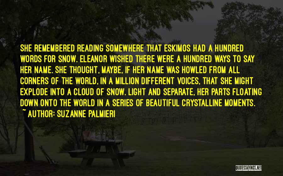 Suzanne Palmieri Quotes: She Remembered Reading Somewhere That Eskimos Had A Hundred Words For Snow. Eleanor Wished There Were A Hundred Ways To