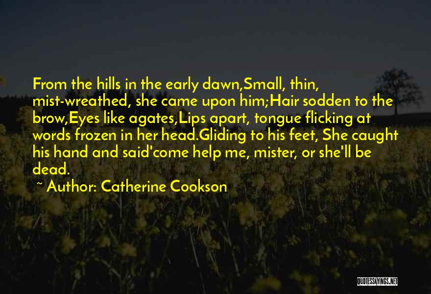 Catherine Cookson Quotes: From The Hills In The Early Dawn,small, Thin, Mist-wreathed, She Came Upon Him;hair Sodden To The Brow,eyes Like Agates,lips Apart,