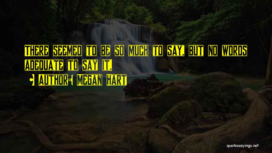 Megan Hart Quotes: There Seemed To Be So Much To Say, But No Words Adequate To Say It.