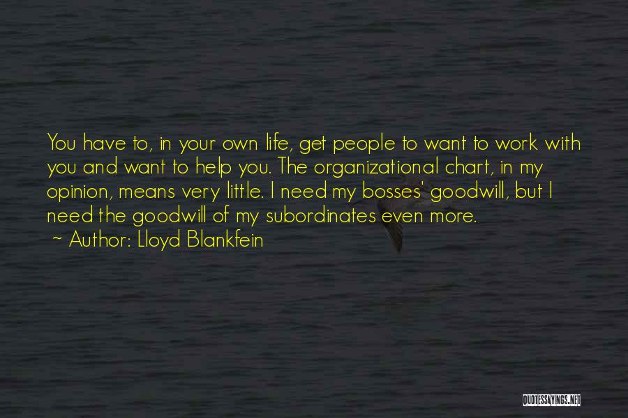 Lloyd Blankfein Quotes: You Have To, In Your Own Life, Get People To Want To Work With You And Want To Help You.