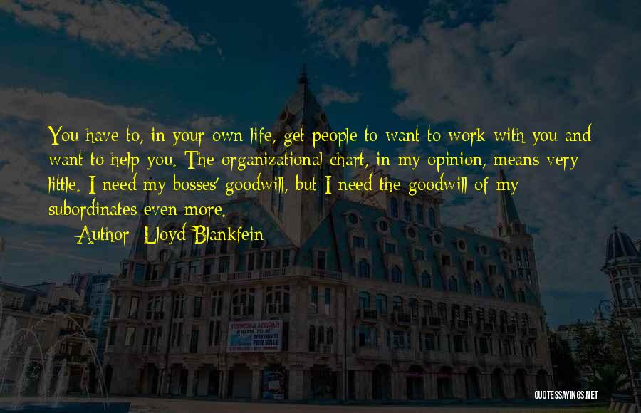 Lloyd Blankfein Quotes: You Have To, In Your Own Life, Get People To Want To Work With You And Want To Help You.