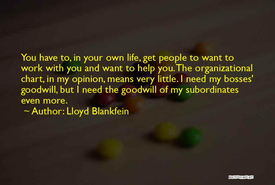 Lloyd Blankfein Quotes: You Have To, In Your Own Life, Get People To Want To Work With You And Want To Help You.