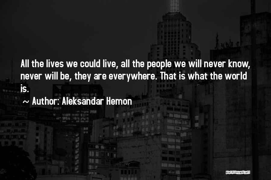 Aleksandar Hemon Quotes: All The Lives We Could Live, All The People We Will Never Know, Never Will Be, They Are Everywhere. That