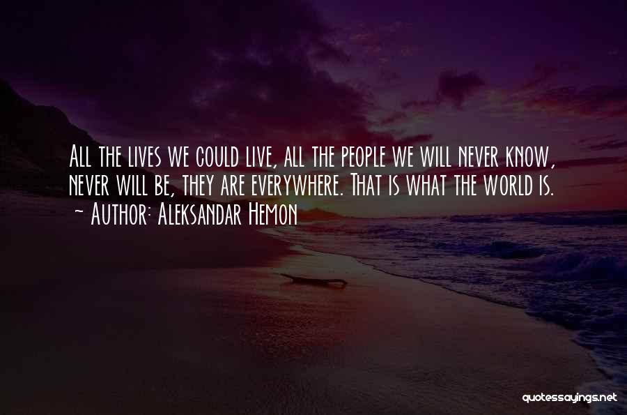 Aleksandar Hemon Quotes: All The Lives We Could Live, All The People We Will Never Know, Never Will Be, They Are Everywhere. That