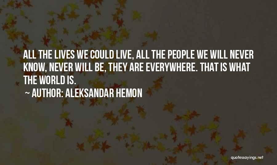 Aleksandar Hemon Quotes: All The Lives We Could Live, All The People We Will Never Know, Never Will Be, They Are Everywhere. That