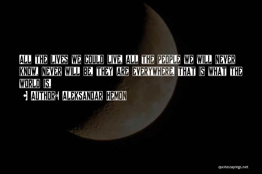 Aleksandar Hemon Quotes: All The Lives We Could Live, All The People We Will Never Know, Never Will Be, They Are Everywhere. That