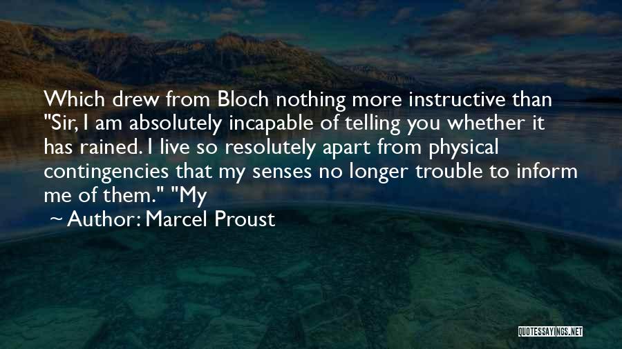 Marcel Proust Quotes: Which Drew From Bloch Nothing More Instructive Than Sir, I Am Absolutely Incapable Of Telling You Whether It Has Rained.