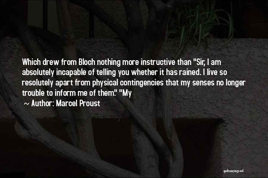 Marcel Proust Quotes: Which Drew From Bloch Nothing More Instructive Than Sir, I Am Absolutely Incapable Of Telling You Whether It Has Rained.