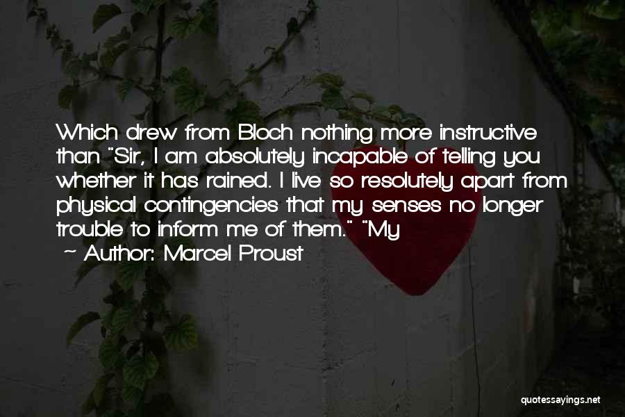 Marcel Proust Quotes: Which Drew From Bloch Nothing More Instructive Than Sir, I Am Absolutely Incapable Of Telling You Whether It Has Rained.