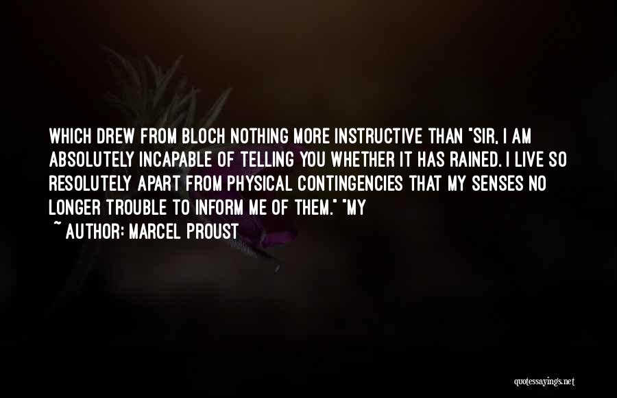 Marcel Proust Quotes: Which Drew From Bloch Nothing More Instructive Than Sir, I Am Absolutely Incapable Of Telling You Whether It Has Rained.