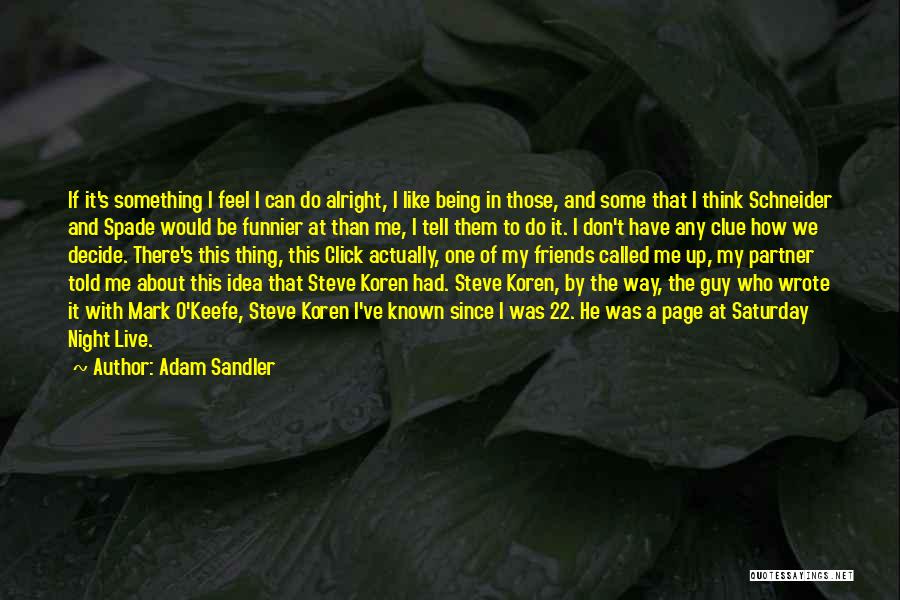 Adam Sandler Quotes: If It's Something I Feel I Can Do Alright, I Like Being In Those, And Some That I Think Schneider