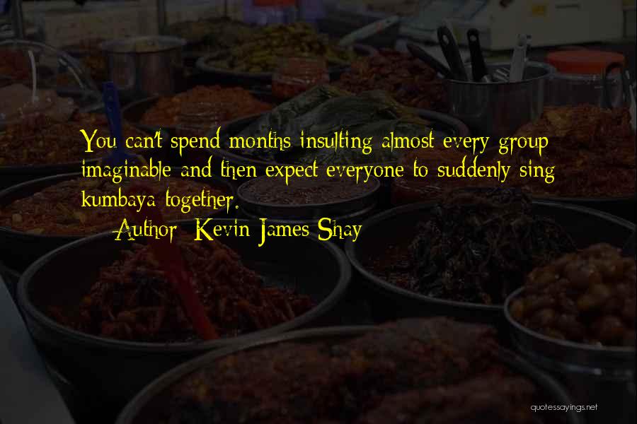 Kevin James Shay Quotes: You Can't Spend Months Insulting Almost Every Group Imaginable And Then Expect Everyone To Suddenly Sing Kumbaya Together.