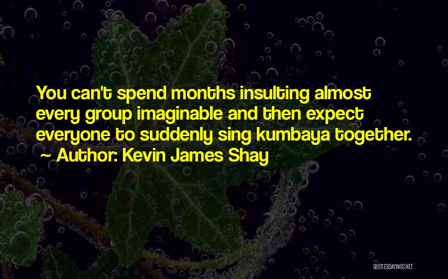 Kevin James Shay Quotes: You Can't Spend Months Insulting Almost Every Group Imaginable And Then Expect Everyone To Suddenly Sing Kumbaya Together.