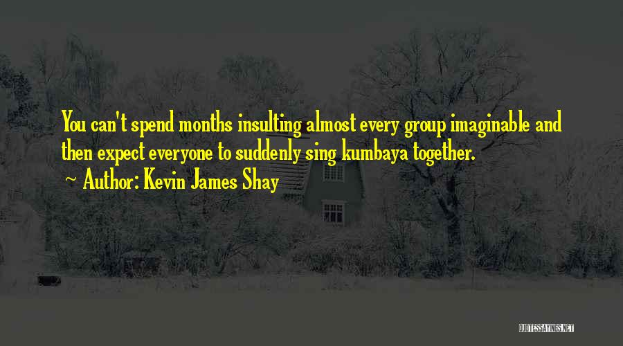 Kevin James Shay Quotes: You Can't Spend Months Insulting Almost Every Group Imaginable And Then Expect Everyone To Suddenly Sing Kumbaya Together.