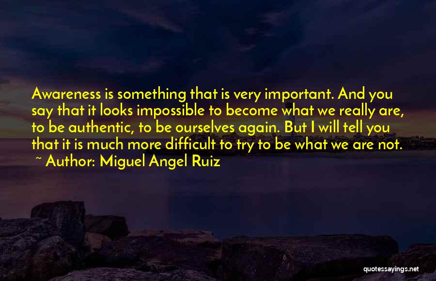 Miguel Angel Ruiz Quotes: Awareness Is Something That Is Very Important. And You Say That It Looks Impossible To Become What We Really Are,
