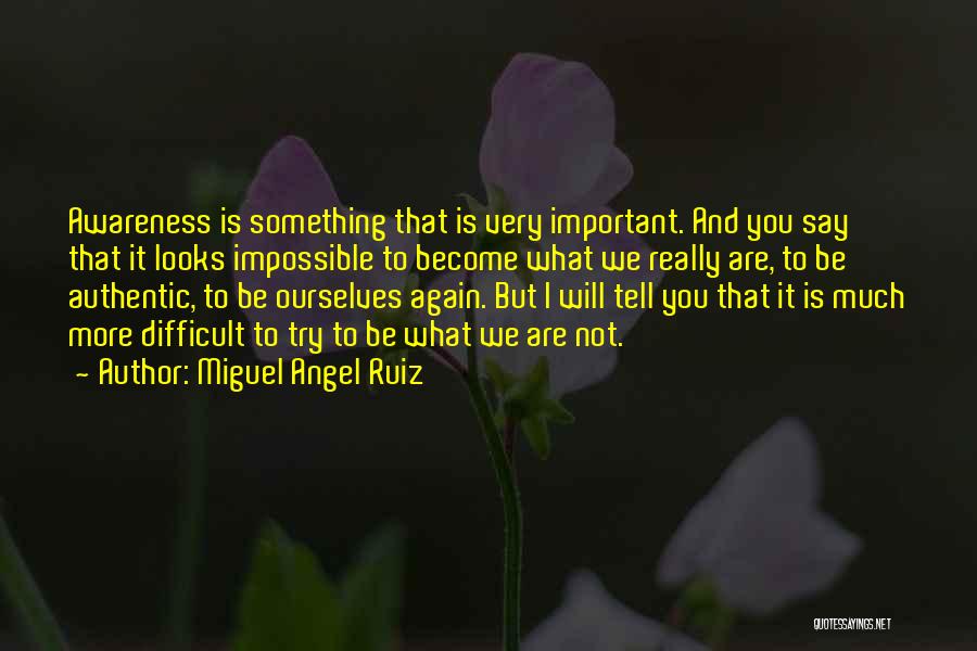 Miguel Angel Ruiz Quotes: Awareness Is Something That Is Very Important. And You Say That It Looks Impossible To Become What We Really Are,