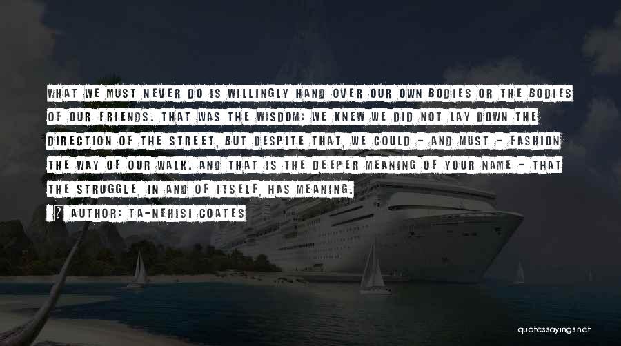 Ta-Nehisi Coates Quotes: What We Must Never Do Is Willingly Hand Over Our Own Bodies Or The Bodies Of Our Friends. That Was