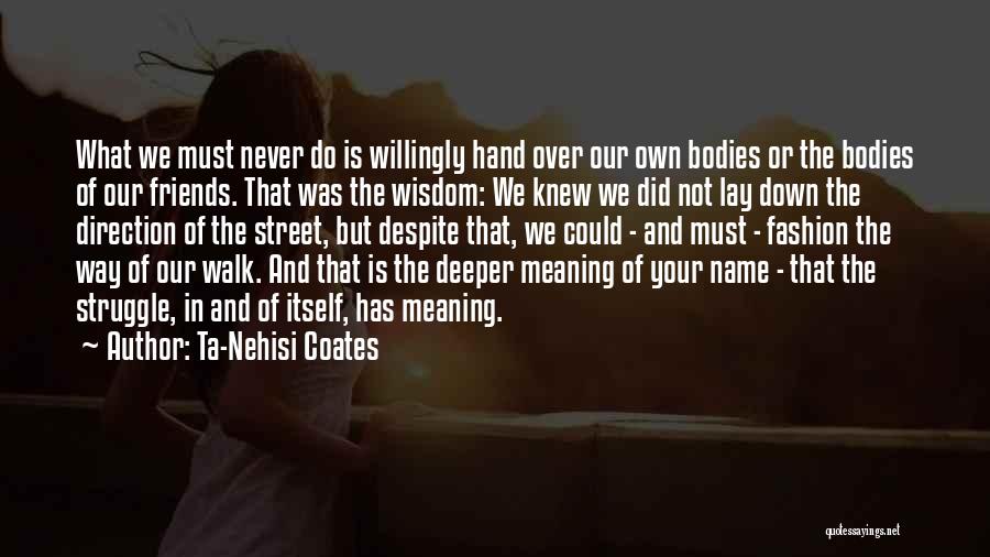 Ta-Nehisi Coates Quotes: What We Must Never Do Is Willingly Hand Over Our Own Bodies Or The Bodies Of Our Friends. That Was