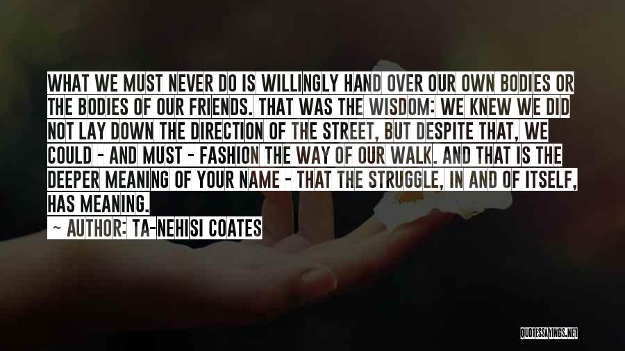 Ta-Nehisi Coates Quotes: What We Must Never Do Is Willingly Hand Over Our Own Bodies Or The Bodies Of Our Friends. That Was