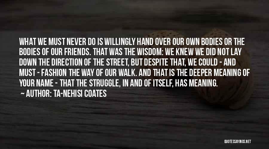 Ta-Nehisi Coates Quotes: What We Must Never Do Is Willingly Hand Over Our Own Bodies Or The Bodies Of Our Friends. That Was