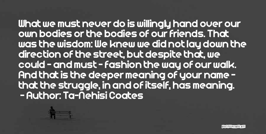 Ta-Nehisi Coates Quotes: What We Must Never Do Is Willingly Hand Over Our Own Bodies Or The Bodies Of Our Friends. That Was