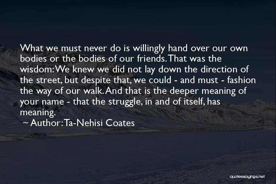 Ta-Nehisi Coates Quotes: What We Must Never Do Is Willingly Hand Over Our Own Bodies Or The Bodies Of Our Friends. That Was