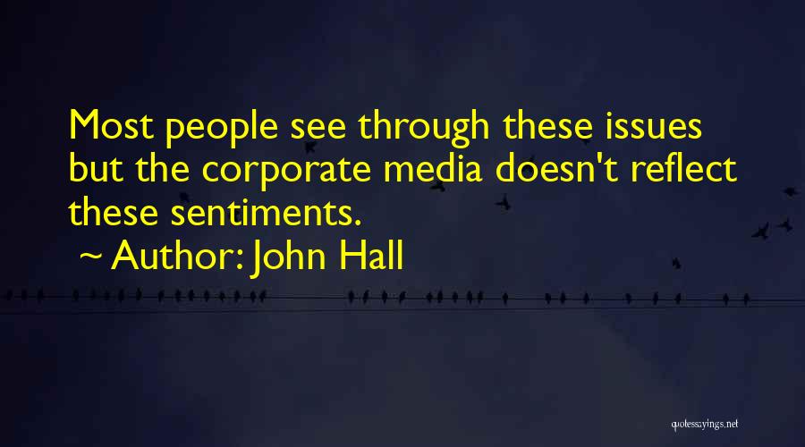 John Hall Quotes: Most People See Through These Issues But The Corporate Media Doesn't Reflect These Sentiments.