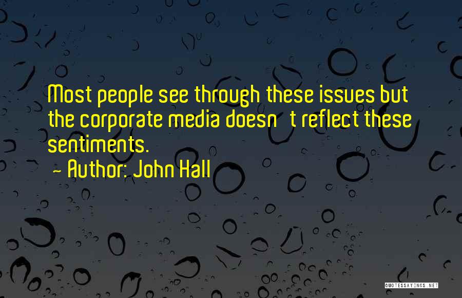 John Hall Quotes: Most People See Through These Issues But The Corporate Media Doesn't Reflect These Sentiments.