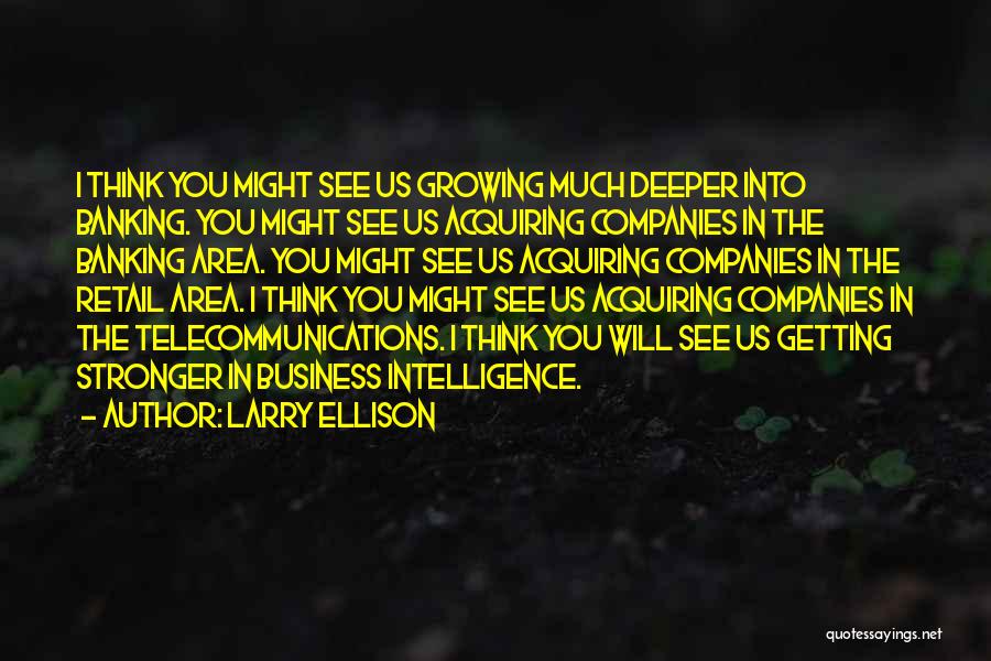 Larry Ellison Quotes: I Think You Might See Us Growing Much Deeper Into Banking. You Might See Us Acquiring Companies In The Banking