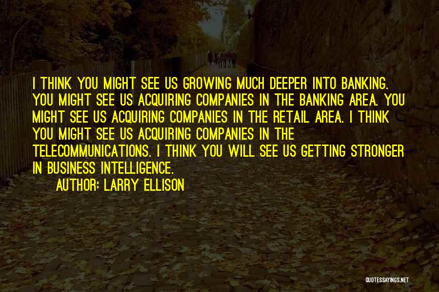 Larry Ellison Quotes: I Think You Might See Us Growing Much Deeper Into Banking. You Might See Us Acquiring Companies In The Banking
