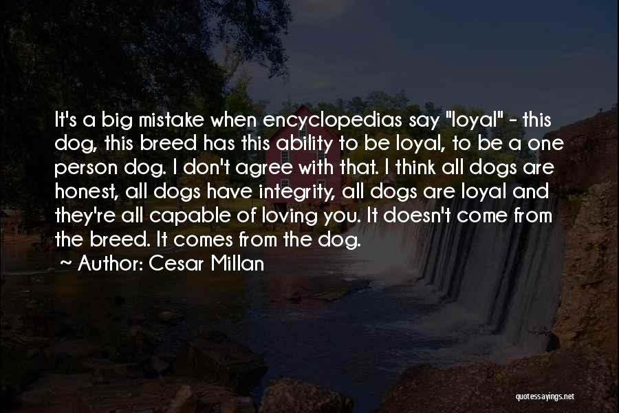 Cesar Millan Quotes: It's A Big Mistake When Encyclopedias Say Loyal - This Dog, This Breed Has This Ability To Be Loyal, To