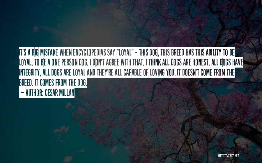 Cesar Millan Quotes: It's A Big Mistake When Encyclopedias Say Loyal - This Dog, This Breed Has This Ability To Be Loyal, To