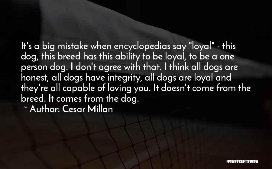 Cesar Millan Quotes: It's A Big Mistake When Encyclopedias Say Loyal - This Dog, This Breed Has This Ability To Be Loyal, To