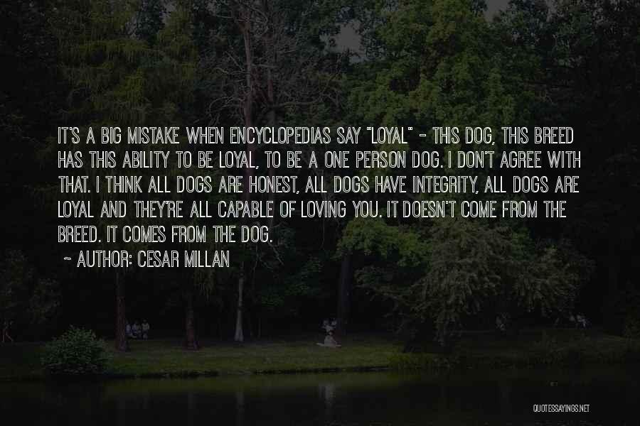 Cesar Millan Quotes: It's A Big Mistake When Encyclopedias Say Loyal - This Dog, This Breed Has This Ability To Be Loyal, To