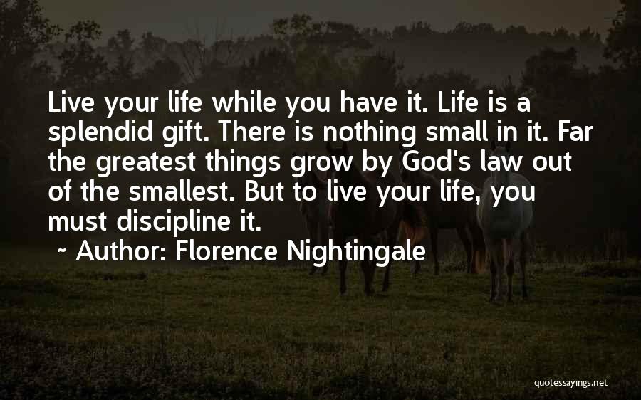 Florence Nightingale Quotes: Live Your Life While You Have It. Life Is A Splendid Gift. There Is Nothing Small In It. Far The