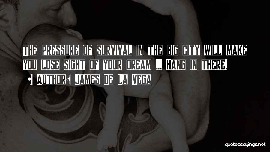 James De La Vega Quotes: The Pressure Of Survival In The Big City Will Make You Lose Sight Of Your Dream ... Hang In There.