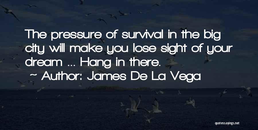 James De La Vega Quotes: The Pressure Of Survival In The Big City Will Make You Lose Sight Of Your Dream ... Hang In There.