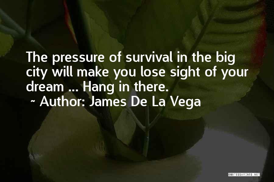 James De La Vega Quotes: The Pressure Of Survival In The Big City Will Make You Lose Sight Of Your Dream ... Hang In There.