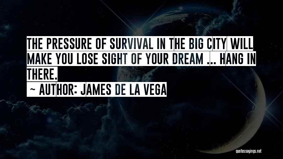 James De La Vega Quotes: The Pressure Of Survival In The Big City Will Make You Lose Sight Of Your Dream ... Hang In There.