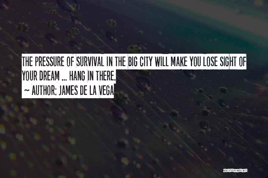 James De La Vega Quotes: The Pressure Of Survival In The Big City Will Make You Lose Sight Of Your Dream ... Hang In There.