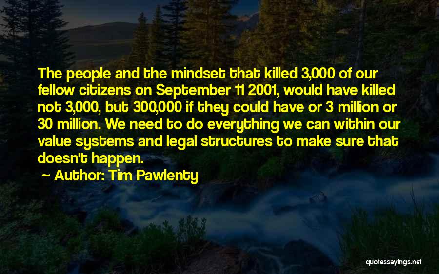 Tim Pawlenty Quotes: The People And The Mindset That Killed 3,000 Of Our Fellow Citizens On September 11 2001, Would Have Killed Not