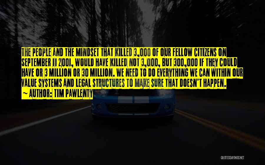 Tim Pawlenty Quotes: The People And The Mindset That Killed 3,000 Of Our Fellow Citizens On September 11 2001, Would Have Killed Not