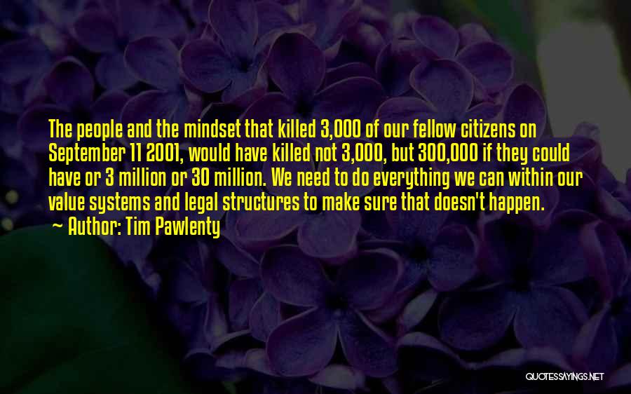 Tim Pawlenty Quotes: The People And The Mindset That Killed 3,000 Of Our Fellow Citizens On September 11 2001, Would Have Killed Not